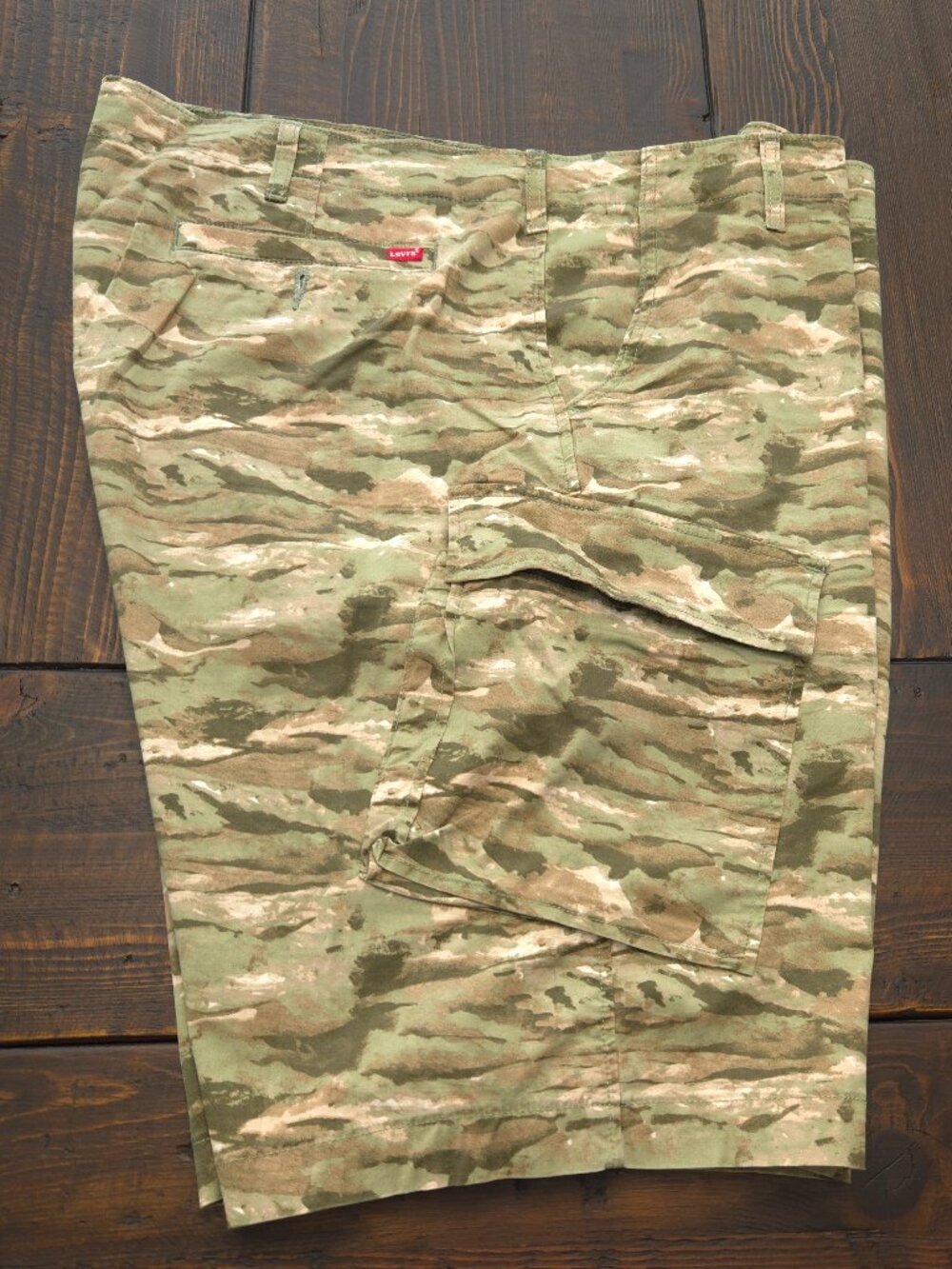 Levis Mens Size 44 XX Cargo Shorts Tigerstripe Camo Camouflage Stretch Khaki B&T